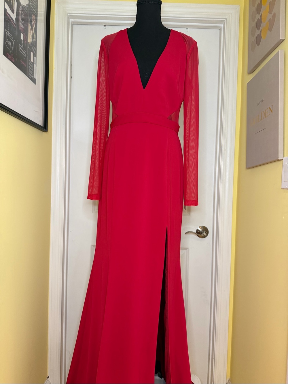 Vintage Jay Godfrey red gown with mesh, size 10, NWT
